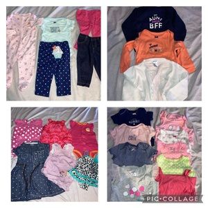 Huge Baby Girl Carters Bundle Size 6 Months Outfit Pajamas Tank Tops Long Sleeve
